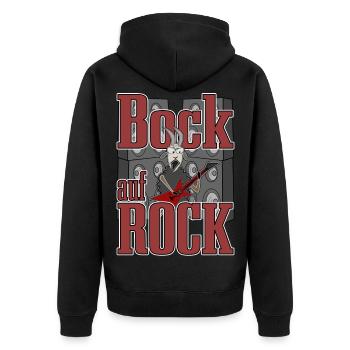 Bock auf Rock Schaf Schafbock - Unisex Premium Bio Zip Hoodie - Schwarz - Hinten - Nico (187cm)