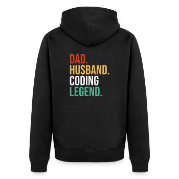 Ehemann Vater Papa Coder Coding Informatiker - Unisex Premium Bio Zip Hoodie - Schwarz - Hinten - Nico (187cm)