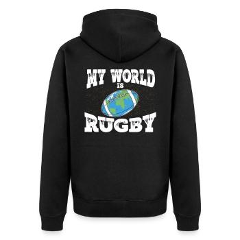 Rugby Rugby lovers Rugby players Rugby coaches - Unisex Premium Organic Zip Hoodie - black - Back - Nico (187cm)