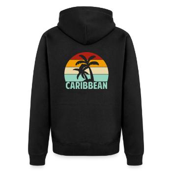 Karibik - Unisex Premium Bio Zip Hoodie - Schwarz - Hinten - Nico (187cm)