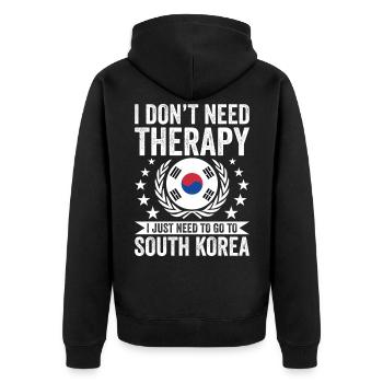 I don't need therapy, just go to Korea - Unisex Premium Organic Zip Hoodie - black - Back - Nico (187cm)