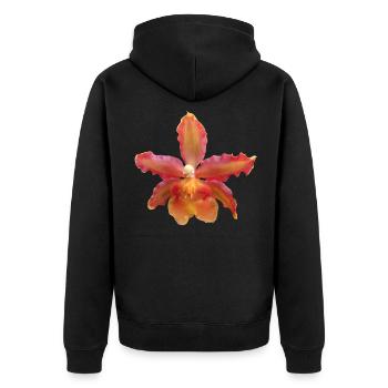 Orchidee Blüte, Orchideenranke, Orchideen Blume - Unisex Premium Bio Zip Hoodie - Schwarz - Hinten - Nico (187cm)