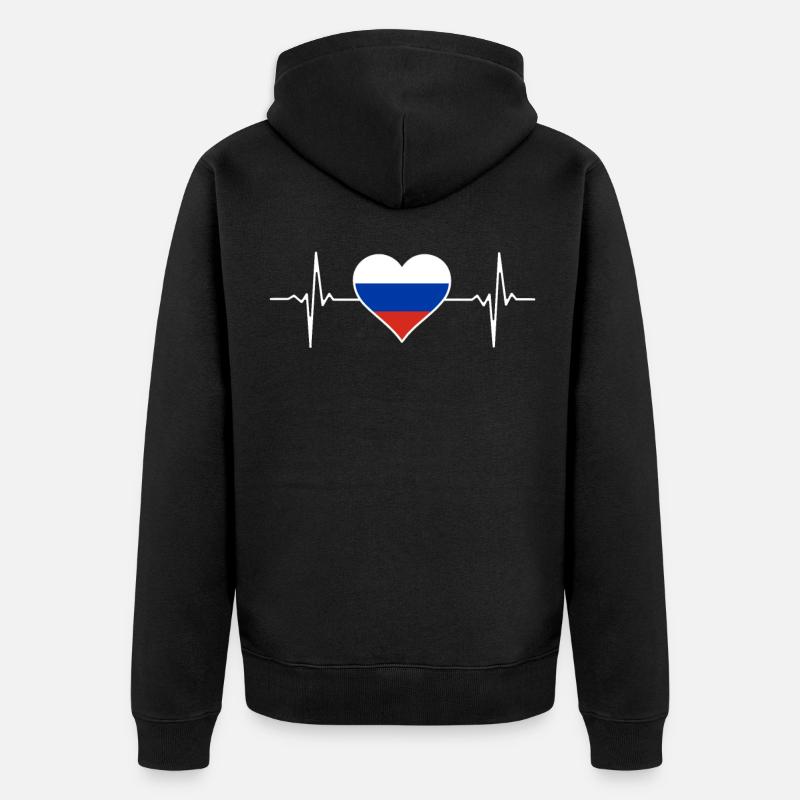 Russie Heartbeat Russie - Veste à capuche bio Premium Unisexe - noir