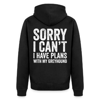 Ich Habe Pläne Mit Meinem Greyhound - Unisex Premium Bio Zip Hoodie - Schwarz - Hinten - Nico (187cm)