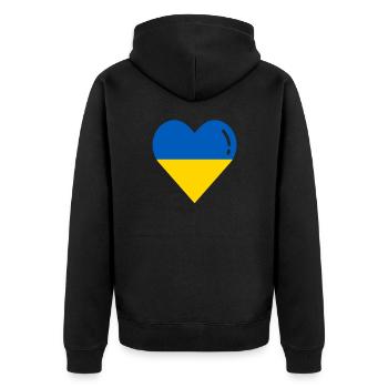 Ukraine Flagge Kiew - Unisex Premium Bio Zip Hoodie - Schwarz - Hinten - Nico (187cm)