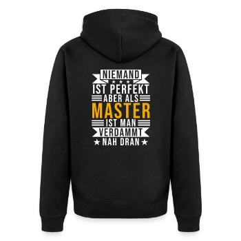 Masterarbeit Studium Student Master Spruch Uni - Unisex Premium Bio Zip Hoodie - Schwarz - Hinten - Nico (187cm)