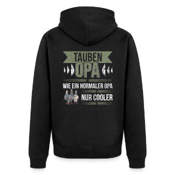 Cooler Tauben Opa Taubenzüchter Großvater - Unisex Premium Bio Zip Hoodie - Schwarz - Hinten - Nico (187cm)