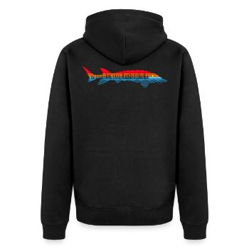 Fischerei Im Freien - Fischer Störfisch - Unisex Premium Bio Zip Hoodie - Schwarz - Hinten - Nico (187cm)