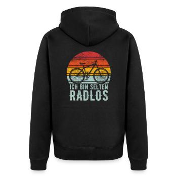 Cooler Fahrrad Mountainbike Spruch Geschenk - Unisex Premium Bio Zip Hoodie - Schwarz - Hinten - Nico (187cm)