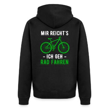 Cooler Fahrrad Mountainbike Spruch Geschenk - Unisex Premium Bio Zip Hoodie - Schwarz - Hinten - Nico (187cm)