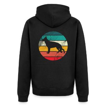 German Shepherd Retro Vintage - Unisex Premium Organic Zip Hoodie - black - Back - Nico (187cm)