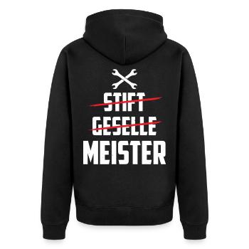 Stift Geselle Meister - Unisex Premium Bio Zip Hoodie - Schwarz - Hinten - Nico (187cm)