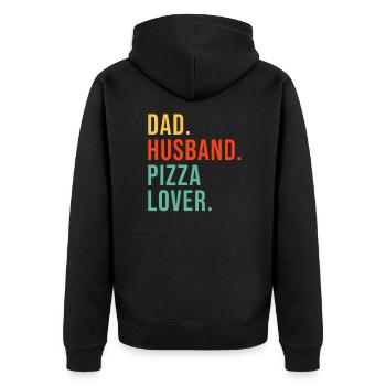 Papa Husband Pizza Lover Food Fast Food - Unisex Premium Organic Zip Hoodie - black - Back - Nico (187cm)