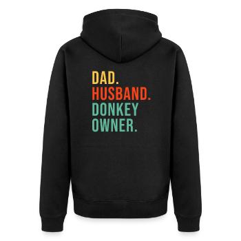 Esel Papa Ehemann Esel Liebhaber Tier - Unisex Premium Bio Zip Hoodie - Schwarz - Hinten - Nico (187cm)