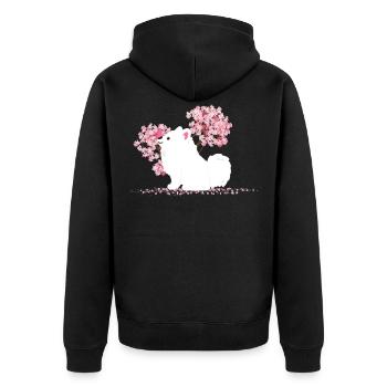 Japonais Kawaii Sakura - Spitz Dog - Veste à capuche bio Premium Unisexe - noir - Dos - Nico (187cm)