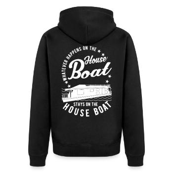 Was Auch Immer Auf Dem Hausboot Passiert - Unisex Premium Bio Zip Hoodie - Schwarz - Hinten - Nico (187cm)