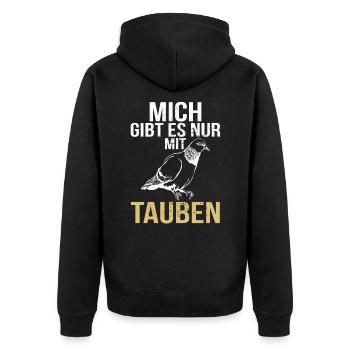 Tauben Mich Gibt Es Nur Mit Brieftauben Taube - Unisex Premium Bio Zip Hoodie - Schwarz - Hinten - Nico (187cm)