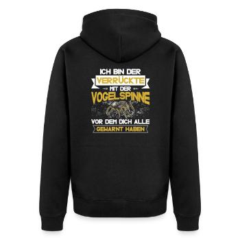 Vogelspinnen Tarantel Terrarium Verrückter Mit - Unisex Premium Bio Zip Hoodie - Schwarz - Hinten - Nico (187cm)