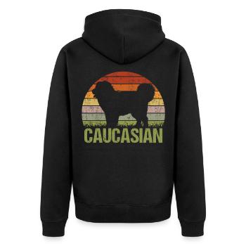 Caucasien Ovcharka Berger Vintage Rétro - Veste à capuche bio Premium Unisexe - noir - Dos - Nico (187cm)