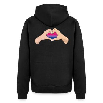 LGBTQ Bisexual Pride Flag Hand Heart - Unisex Premium Organic Zip Hoodie - black - Back - Nico (187cm)