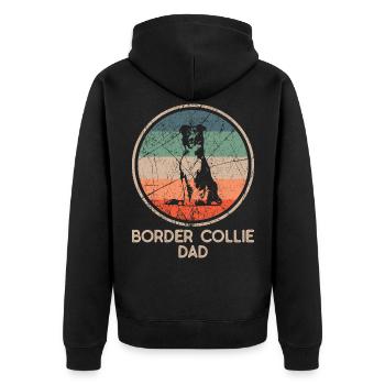 Chien - Vintage Border Collie Papa - Veste à capuche bio Premium Unisexe - noir - Dos - Nico (187cm)