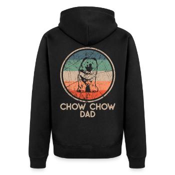 Dog - Vintage Chow Chow Dad - Unisex Premium Organic Zip Hoodie - black - Back - Nico (187cm)