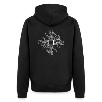Platine Chip Circuitboard mit CPU Computer Design - Unisex Premium Bio Zip Hoodie - Schwarz - Hinten - Nico (187cm)