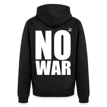 No war - Unisex Premium Organic Zip Hoodie - black - Back - Nico (187cm)