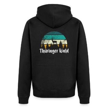 Thüringer Wald - Unisex Premium Bio Zip Hoodie - Schwarz - Hinten - Nico (187cm)