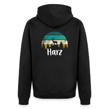 Harz - Unisex Premium Bio Zip Hoodie - Schwarz - Hinten - Nico (187cm)