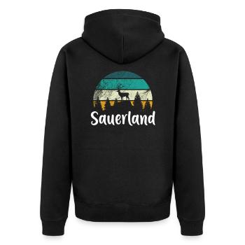 Sauerland - Unisex Premium Bio Zip Hoodie - Schwarz - Hinten - Nico (187cm)