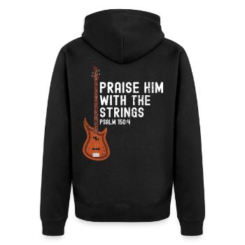 Praise Him with String - Electric Guitar - Unisex Premium Organic Zip Hoodie - black - Back - Nico (187cm)