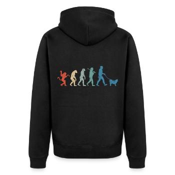 Islandhund Evolution Retro Vintage - Unisex Premium Bio Zip Hoodie - Schwarz - Hinten - Nico (187cm)