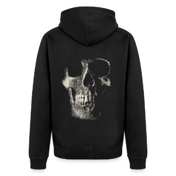 Schädel - Unisex Premium Bio Zip Hoodie - Schwarz - Hinten - Nico (187cm)
