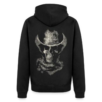skull cowboy - Unisex Premium Organic Zip Hoodie - black - Back - Nico (187cm)