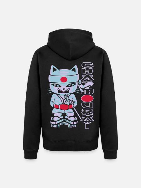 Chat mouraï flex - Unisex Premium Organic Zip Hoodie - black