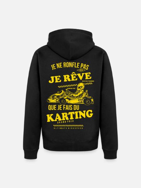 Je rêve karting - Veste à capuche bio Premium Unisexe - noir