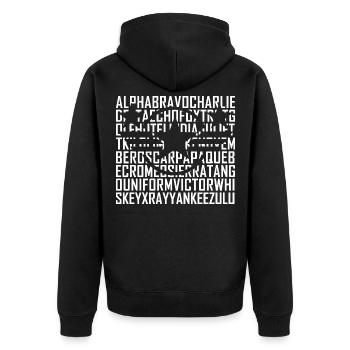Alphabet Morse Code Military Amateur Radio Ham Pilot - Unisex Premium Organic Zip Hoodie - black - Back - Nico (187cm)