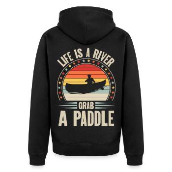 Kanu Kanut Kanutin Kanufahrer - Unisex Premium Bio Zip Hoodie - Schwarz - Hinten - Nico (187cm)