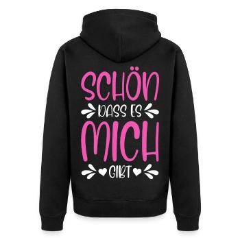 Schön dass es mich gibt - Unisex Premium Bio Zip Hoodie - Schwarz - Hinten - Nico (187cm)