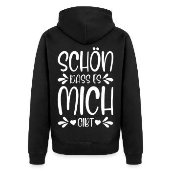 Schön dass es mich gibt - Unisex Premium Bio Zip Hoodie - Schwarz - Hinten - Nico (187cm)