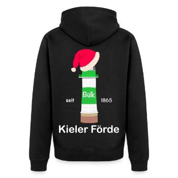 Weihnachten, Leuchtturm Bülk, Kieler Förde, Ostsee - Unisex Premium Bio Zip Hoodie - Schwarz - Hinten - Nico (187cm)
