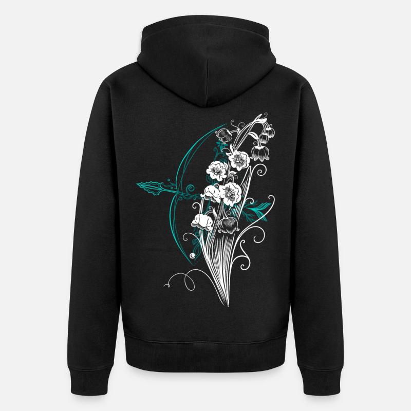 Maiglöckchen Pfeil Bogen - Unisex Premium Bio Zip Hoodie - Schwarz