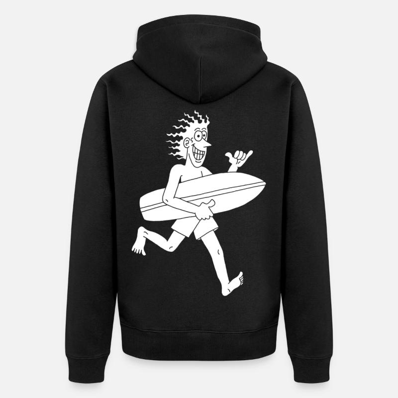 Surfeur impatient (blanc) - Veste à capuche bio Premium Unisexe - noir