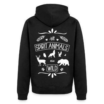 All Spirit Animals are wild Spirit Animals - Unisex Premium Organic Zip Hoodie - black - Back - Nico (187cm)