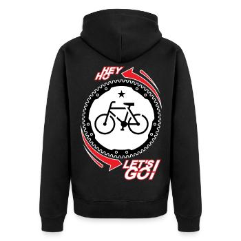 HEY HO - VÉLO - ALLONS-Y! - Veste à capuche bio Premium Unisexe - noir - Dos - Nico (187cm)