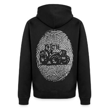 DNA Traktorist Landwirt Landwirtin Fingerabdruck - Unisex Premium Bio Zip Hoodie - Schwarz - Hinten - Nico (187cm)