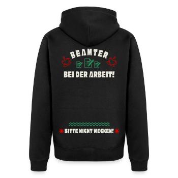 Schlafender Beamter - Unisex Premium Bio Zip Hoodie - Schwarz - Hinten - Nico (187cm)