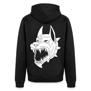 White Hellhound - Unisex Premium Organic Zip Hoodie - black - Back - Nico (187cm)