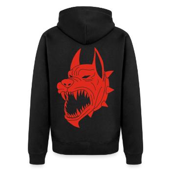Red Dog of the Underworld - Unisex Premium Organic Zip Hoodie - black - Back - Nico (187cm)